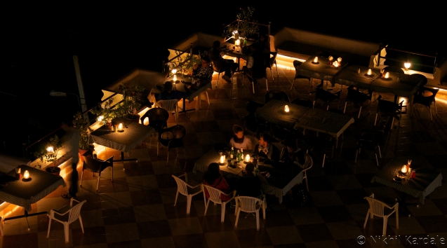 A roof top restaurant in Udaipur